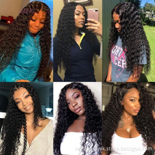 Uniky Swiss Lace Deep Wave Remy Brazilian Human Hair Natural Color Pre Plucked Lace Front Wigs